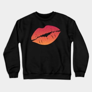 Red Orange Ombre Faux Glitter Lips Crewneck Sweatshirt